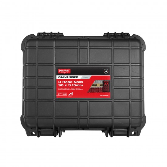 Delfast Tuffbox 90 x 3.15mm Galvanised D-Head Nails + Fuel Pack - Box 3000