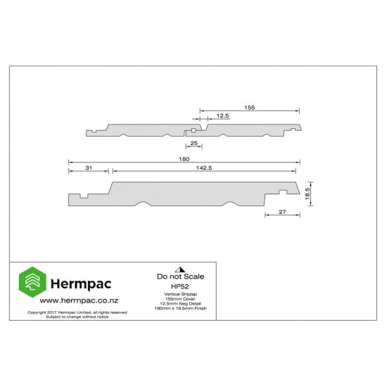 Hermpac HP52 200x25mm Western Red Cedar Shiplap Weatherboard Ex AF BSF Random - Per Meter