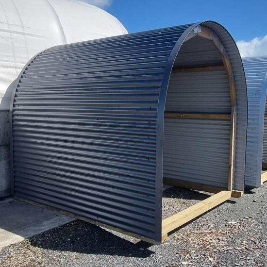 KITSET Half Round Shed - Coloursteel 2.4m x 2.4m long x 2.4m high Open Front