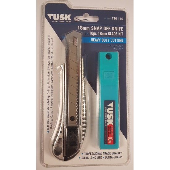 Tusk 18mm Snap-Off Knife and 10pc Blade Kit