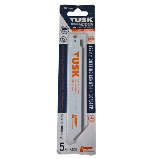 Tusk Reciprocating Saw blades for Multi-Material 150mm x1.2 x 10/14TPI - 5 Pack