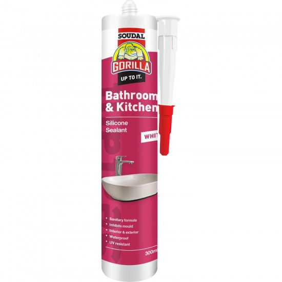 Holdfast Gorilla Bathroom and Kitchen Silicone Sealant - White 300ml