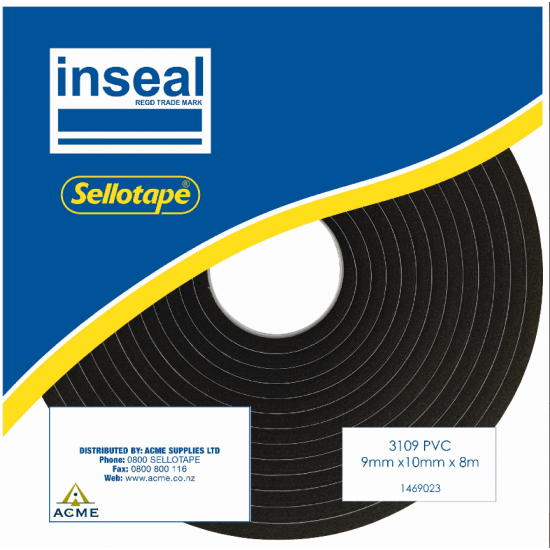 Inseal Low Density 3109 PVC 9mm x 10mm x 8m - Each