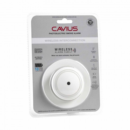 Cavius Wireless Family 10 Year Photoelectric Smoke Alarm 78mm - White