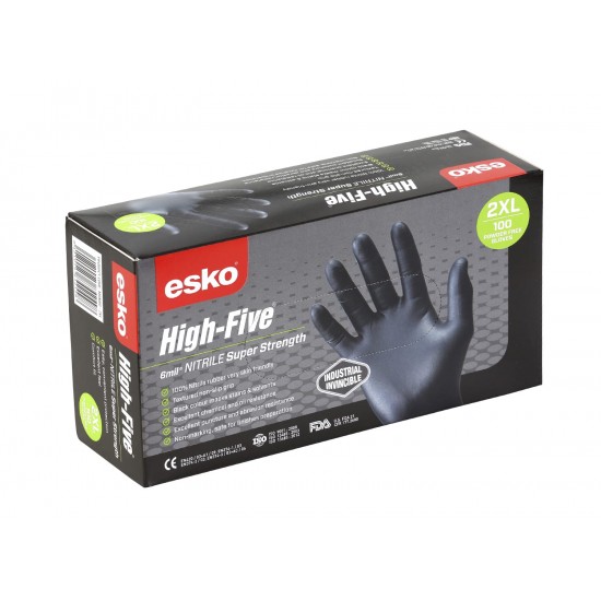 Esko High Five Industrial Black Nitrile Glove - L