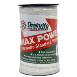 Strainrite Max Power Standard Polytape 200m - White 
