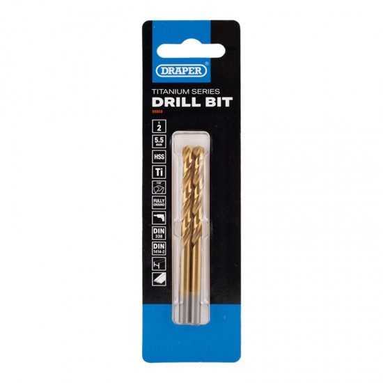 High Speed Steel Jobber Drill Bit - 5.5mm (2 Pack)