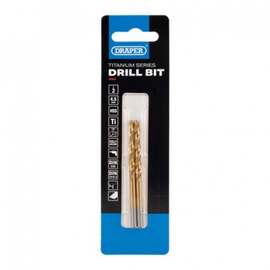 High Speed Steel Jobber Drill Bit - 4.5mm (2 Pack)