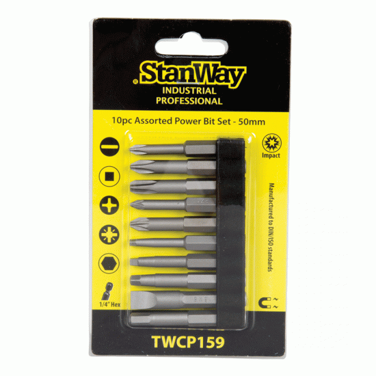 Stanway Assorted 10 Piece Screwdriver Bit Set - 50mm