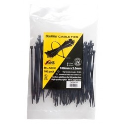 Stanway Cable Ties 100mm x 2.5mm Black - 100pk